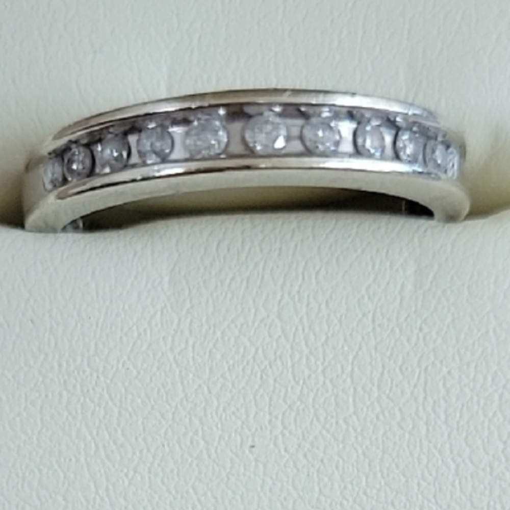 10k White Gold Channel Set Diamond Ring